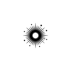 Obraz premium Black Starburst Logo on White Background - Minimalist Design