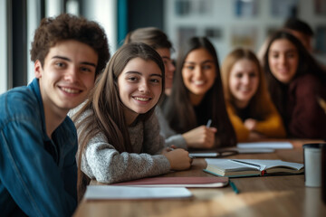 A dynamic team of young professionals collaborating and brainstorming on a project together in the office environment.