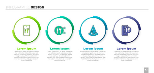 Set Online ordering and delivery, Cafe restaurant location, Slice of pizza and . Business infographic template. Vector