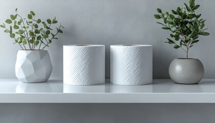 Empty Toilet Paper Rolls on White Shelf in Supermarket Amid Corona Virus Pandemic Panic Shopping