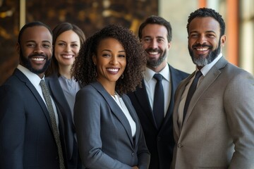 Portrait of successful business team working in office, Generative AI