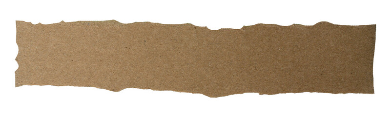 Isolated torn orange stripe of brown paper on white background, copy space