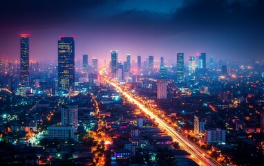 City Lights Night Flights Bangkok Beckons suitable for travel brochure