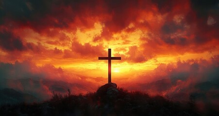 Fototapeta premium Sunset Cross Over Rugged Mountains