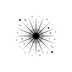 Obraz premium Black Starburst with Stars on White Background