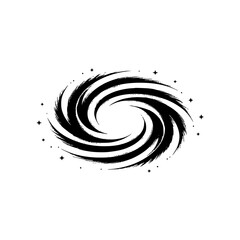 Abstract Swirl Design with Stars - Monochrome Graphic