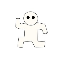 This illustration shows a white character in a strange pose.