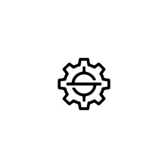 Minimalist Gear Icon with Target Element - Process, Settings, Technology