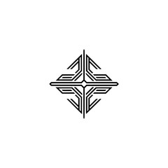 Geometric Cross Logo Design in Minimalist Black and White