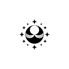 Minimalist Celestial Logo Design, Black and White Geometric Symbol