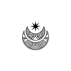 Crescent Moon Star Logo: Minimalist Celestial Design