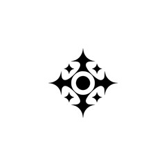 Abstract Starburst Logo in Black and White on Clean Background