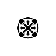 Abstract Connection Icon: Black and White, Arrow & Circle Design