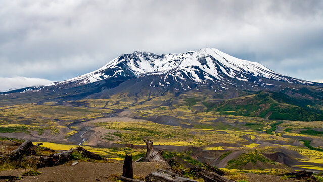 Mt St Helens on an overcast day, Skamania County, Washington, USA