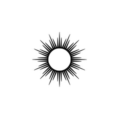 Minimalist Black Sunburst Icon on White Background