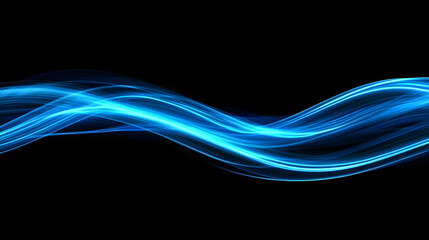 Obraz premium Luminous blue lines speed. Neon color glowing lines background, high-speed light trails effect. Futuristic dynamic motion technology