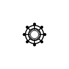 Minimalist Geometric Symbol: Concentric Circles and Dots on White