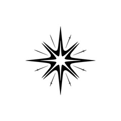 Retro Atomic Starburst Vector Illustration, Black and White, Modern Design