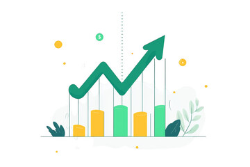 Business growth chart with upward arrow and financial data illustration