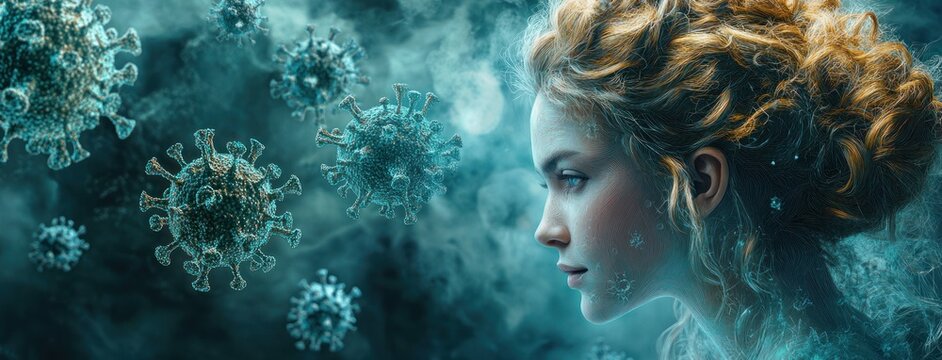 Benjamin Franklin Face Mask Portrait with Covid-19 Virus Background Impact on Economy and Stock Market