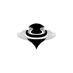 Minimalist Abstract Icon, Ripple Effect, Black and White, Modern Design
