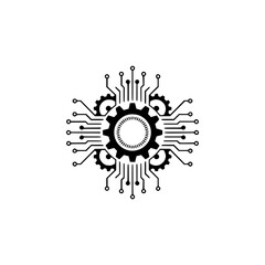 Tech Gear Circuitry: Minimalist Logo of Technology & Engineering
