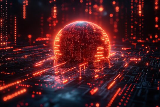 Futuristic Earth Global Activity Visualization with Cyberpunk Style and Digital Grids