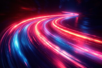 Vibrant Fiber Optics Abstract Background with Glowing Light Trails and Minimalist Technology Aesthetic