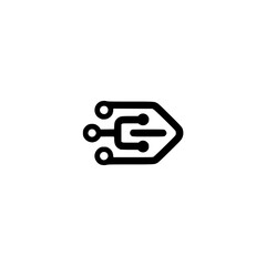 Abstract Tech Logo: Modern Circuitry Icon on White