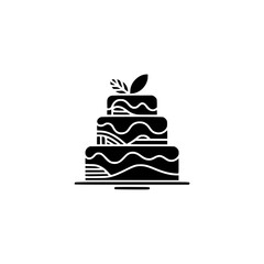 Minimalist Three-Tier Cake Icon with Leaf Decoration