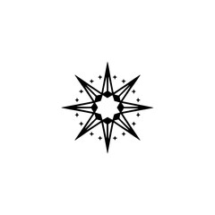 Minimalist Star Design: Black Geometric Ornament on White Background