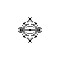 Minimalist Geometric Black Icon: Abstract Mandala or Sacred Geometry