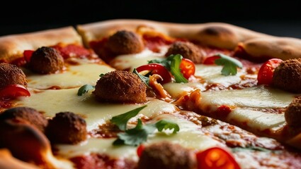 pizza folha queijo frango macro zoom delicia