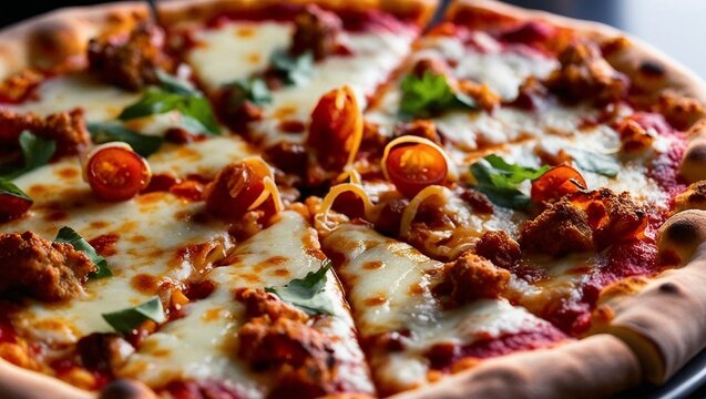 pizza folha queijo frango macro zoom delicia