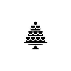 Minimalist Black Cake Icon on White Background: Celebration Symbol
