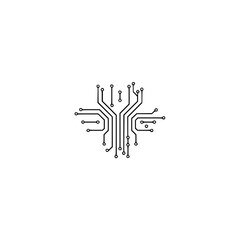 Minimalist Circuit Board Design on White Background