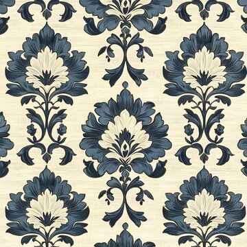 a close up of a wallpaper with a pattern of blue and white flower