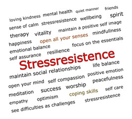 Stressresistence Wordcloud on white background - illustration