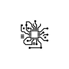 Minimalist CPU Circuit Board Icon - Tech, Data, Innovation Concept