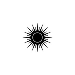 Black Sunburst Logo on White: Minimalist Design, Weather, Summer Concept