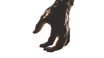 Male hand holding something on transparent background
