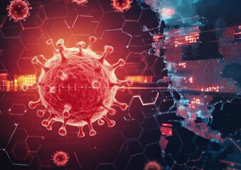 Obraz premium 3D Visualization of Coronavirus, Contagion Outbreak in China, Respiratory Disease Analysis and Prevention