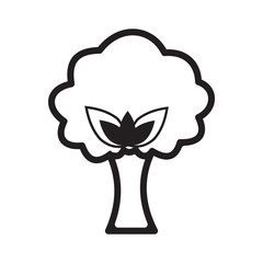 Vector illustration of a tree with flowers and heart-shaped elements