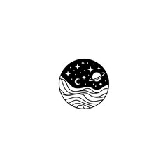 Celestial Circle: Minimalist Black and White Cosmos Design