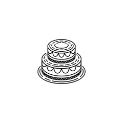 Minimalist Two-Tier Cake Illustration - Line Art, Celebration Concept