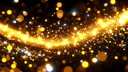 Fototapeta premium Abstract Golden Glitter Background with Sparkling Particles and Bokeh Lights