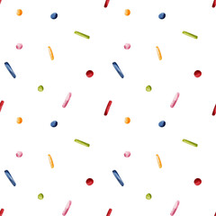 Colorful sugar sprinkles seamless pattern with a festive watercolor design for sweet celebrations and joyful decor