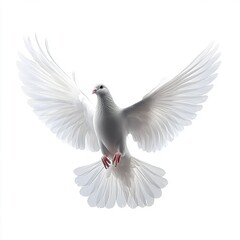 A free flying white dove isolated on transparent background - Generative AI