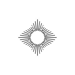 Geometric Sunburst Emblem: Minimalist Black and White Design