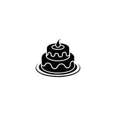 Minimalist Two-Tier Cake Icon, Black and White Silhouette Design